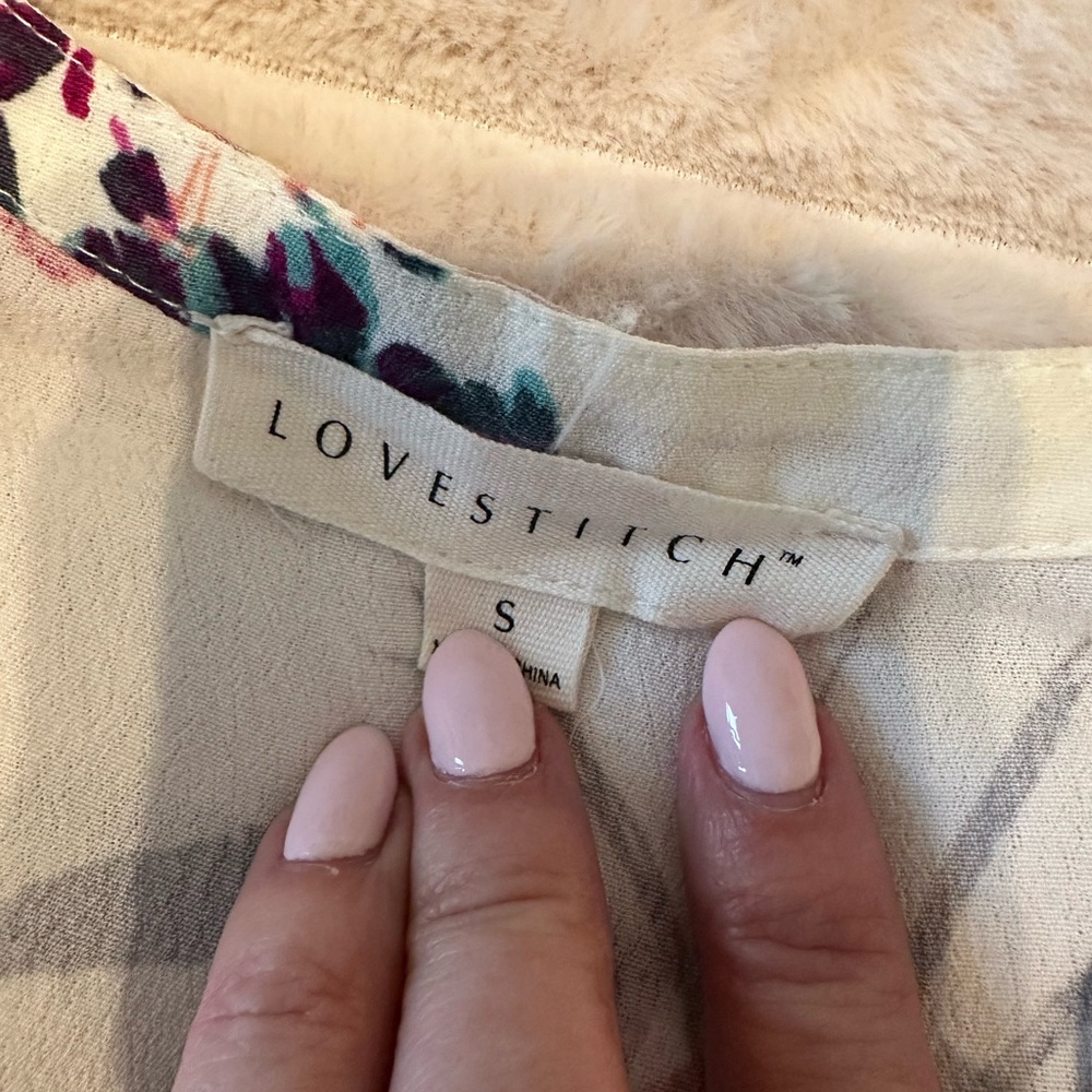 Lovestitch Floral Blouse - Cream and Purple - Picture 3 of 6